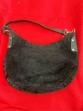 Joe Boxer Black Suede Shoulder Hobo Bag
